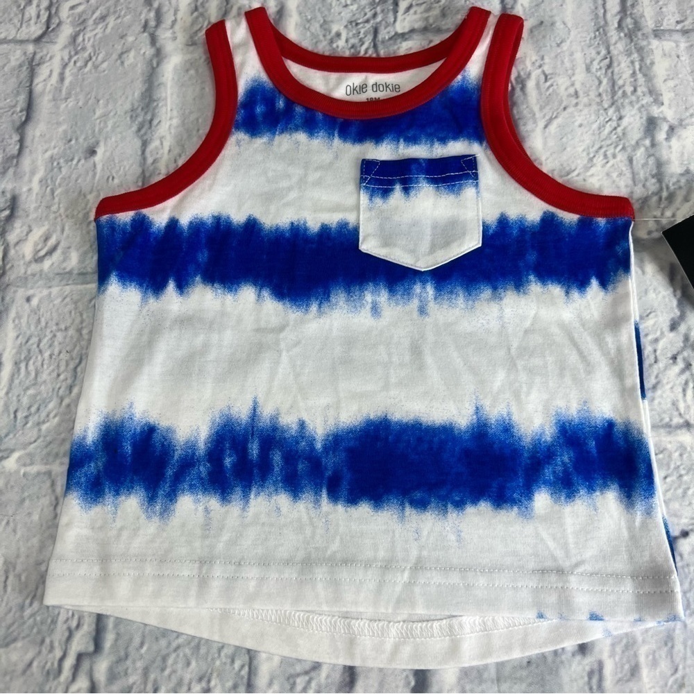 Okie Dokie red white and blue tank top size 18 months